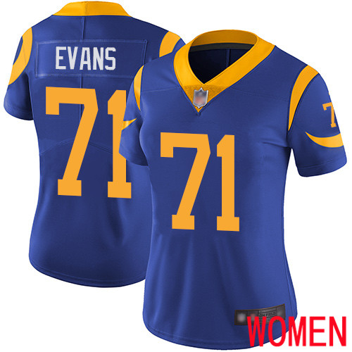 Los Angeles Rams Limited Royal Blue Women Bobby Evans Alternate Jersey NFL Football #71 Vapor Untouchable